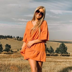 orange flowy babydoll dress 🧡